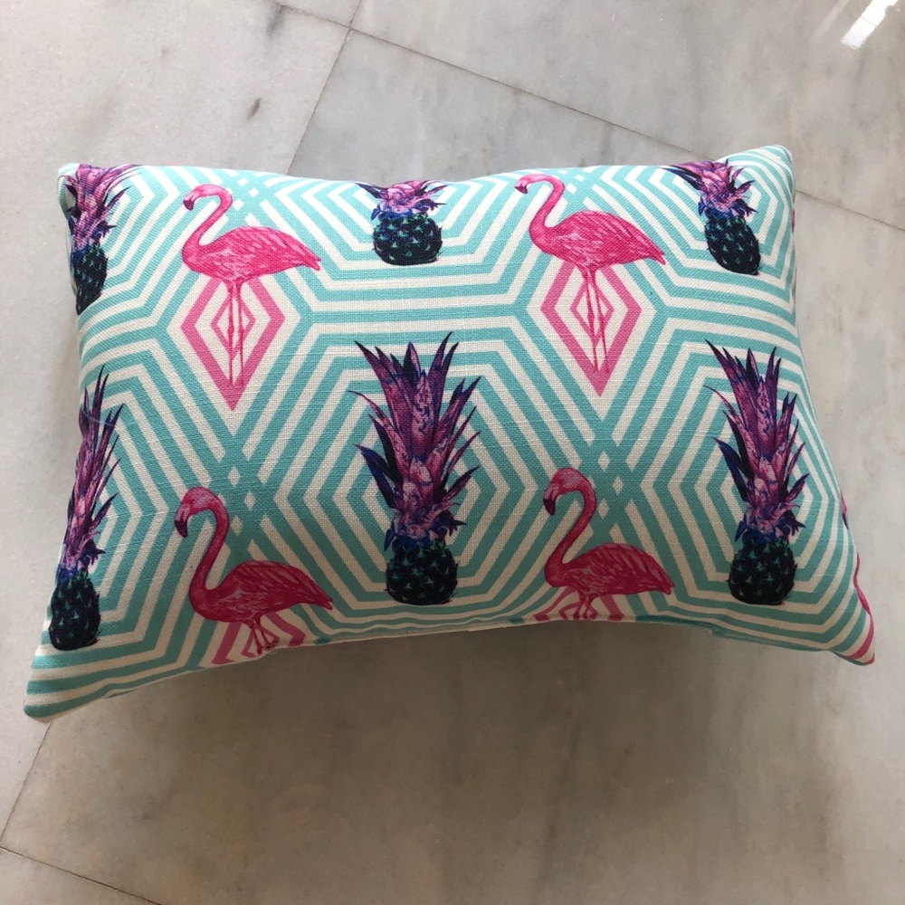 Neon flamingo pillow